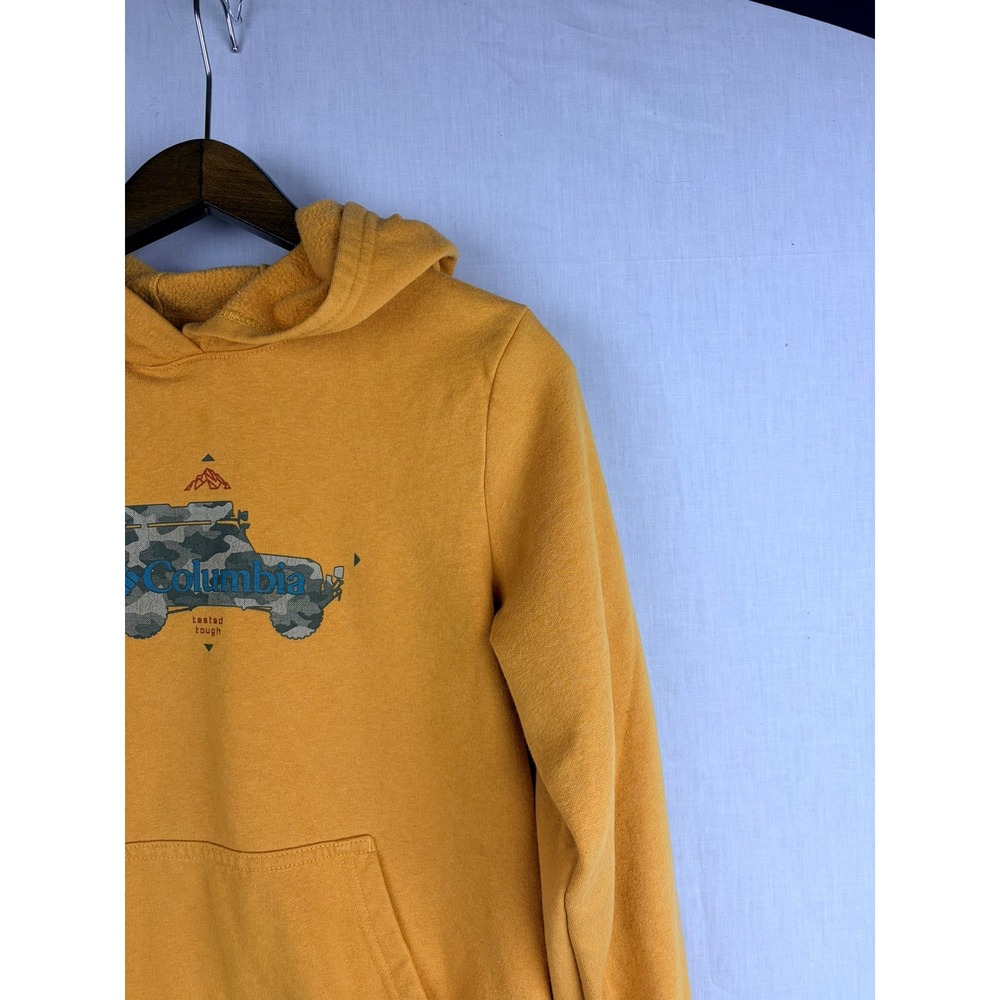 Columbia Mustard Yellow Graphic Hoodie Jeep Tough Pullover Boys M Sweatshirt - Picture 4 of 12